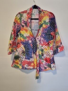 Multi Color 3/4 Sleeve Lightweight Jacket - S